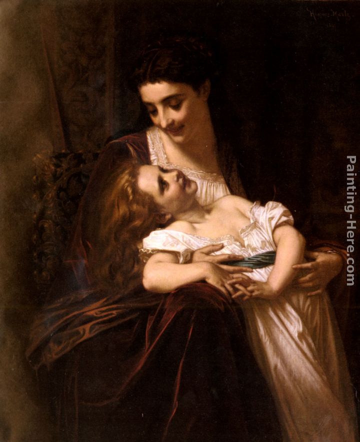 Maternal Affection painting - Hughes Merle Maternal Affection art painting